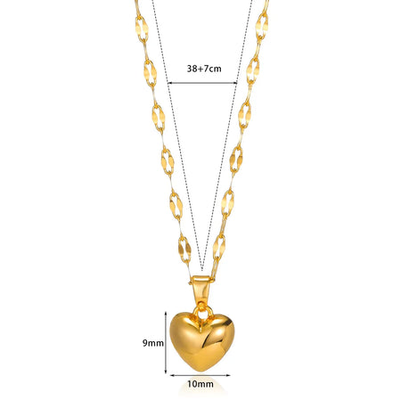 Trendy Stainless Steel Love Heart Pendant Necklace for Women