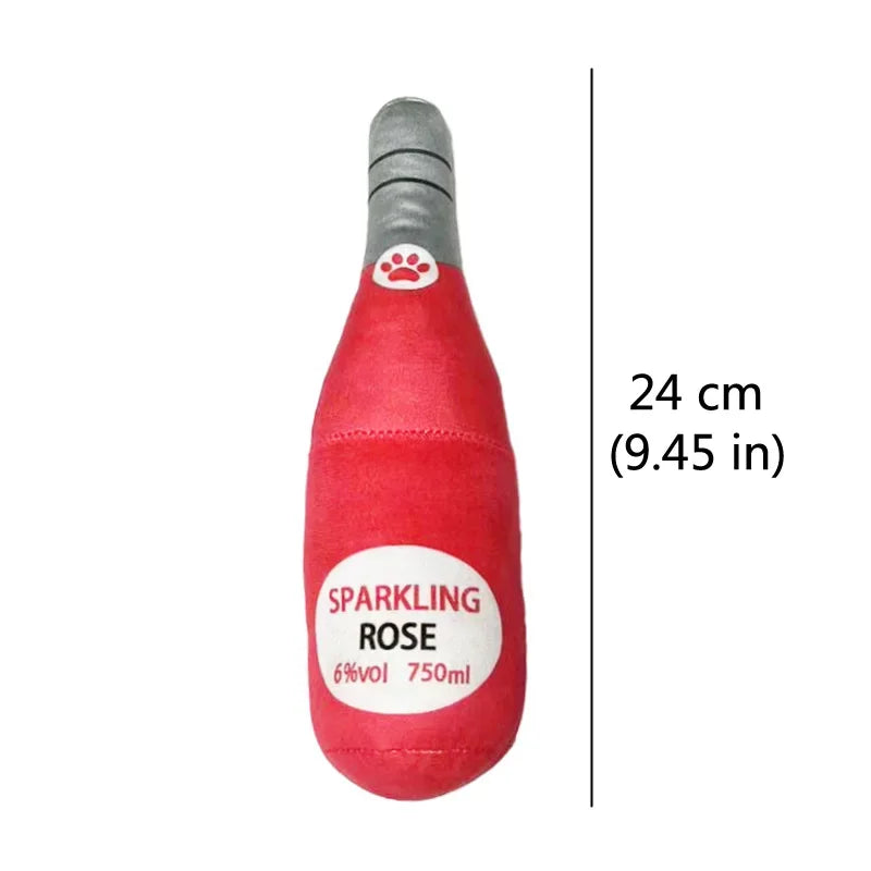 Plush Dog Toys with Squeakers - Beer &amp; Perfume Bottle Shapes, Chew Toys for Small to Large Dogs, Interactive Squeaky Pet Supplies Red