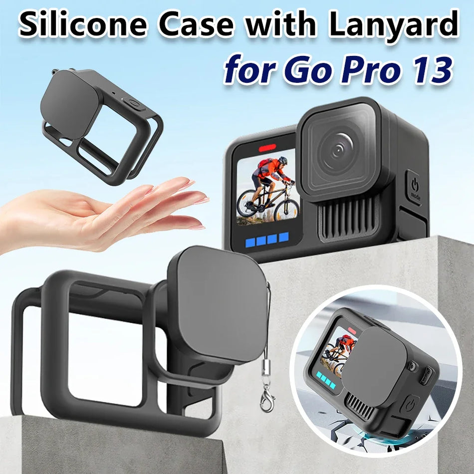 Capa de Silicone com Tampa de Lente e Cordão para GoPro 13