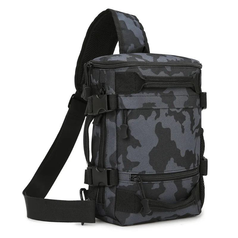 Tactical Climbing Chest Bag &ndash; Large Capacity Outdoor Use Black Camo