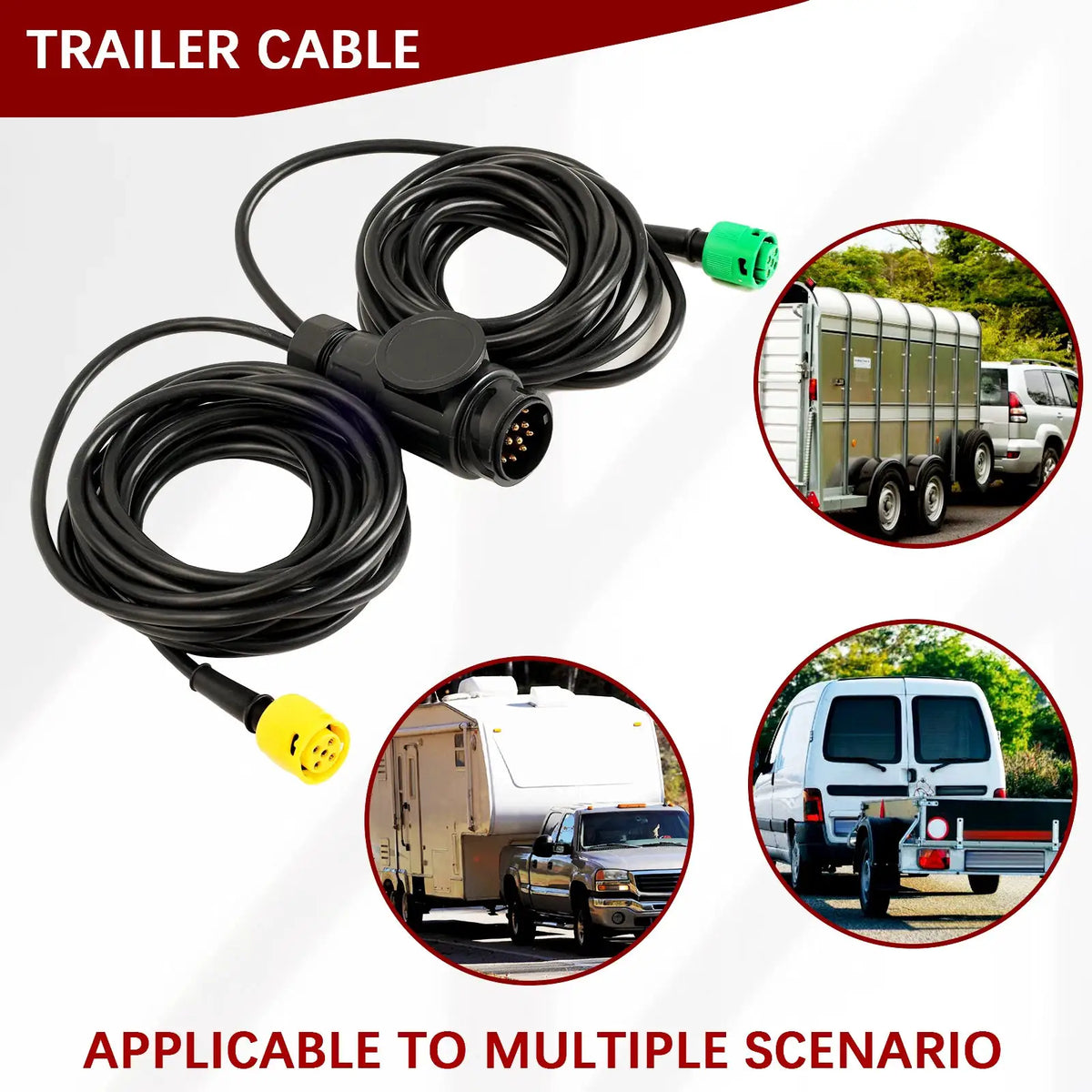 5M 13-Pin 2x5-Pin Trailer Wiring Harness Kit For Towing Electric Connector Bayonet Plugs Universal Trailers Light by InterCyprus Trading Ltd