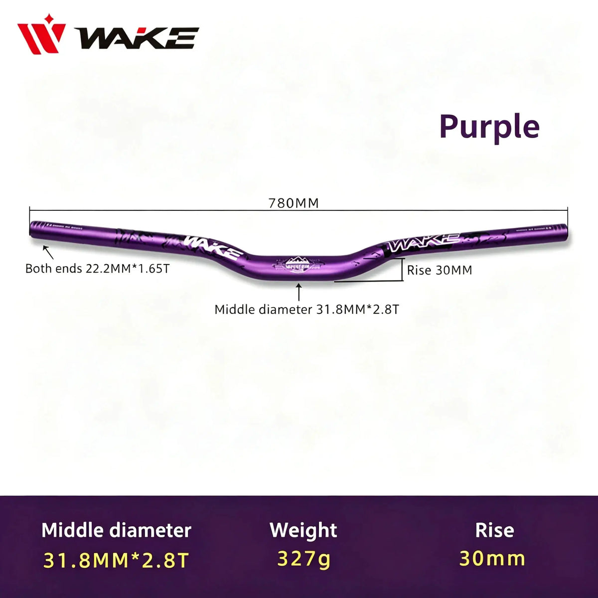 WAKE 30mm Riser Mountain Bike Handlebar 31.8mm*720/780mm Bicycle Handlebar Aluminum Alloy Bicycle Riser Bar Cycling Handle Bar by InterCyprus Trading Ltd