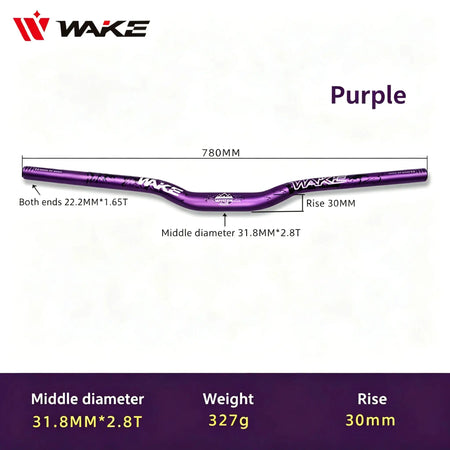 WAKE 30mm Riser Mountain Bike Handlebar 31.8mm*720/780mm Bicycle Handlebar Aluminum Alloy Bicycle Riser Bar Cycling Handle Bar by InterCyprus Trading Ltd