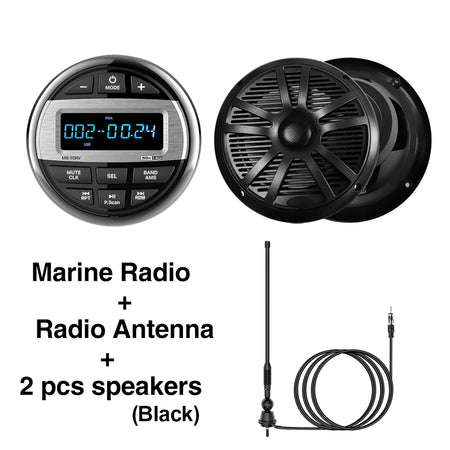 MS-10RV-1 - Waterproof IPX5 Bluetooth RV Media Player Radio Black ANT