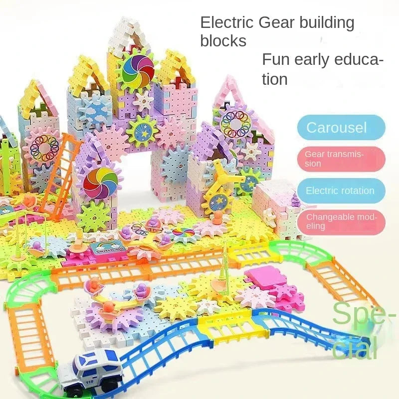 3D Electric Gear Puzzle Building Kit for Kids - Educational Assembly Toy Blocks