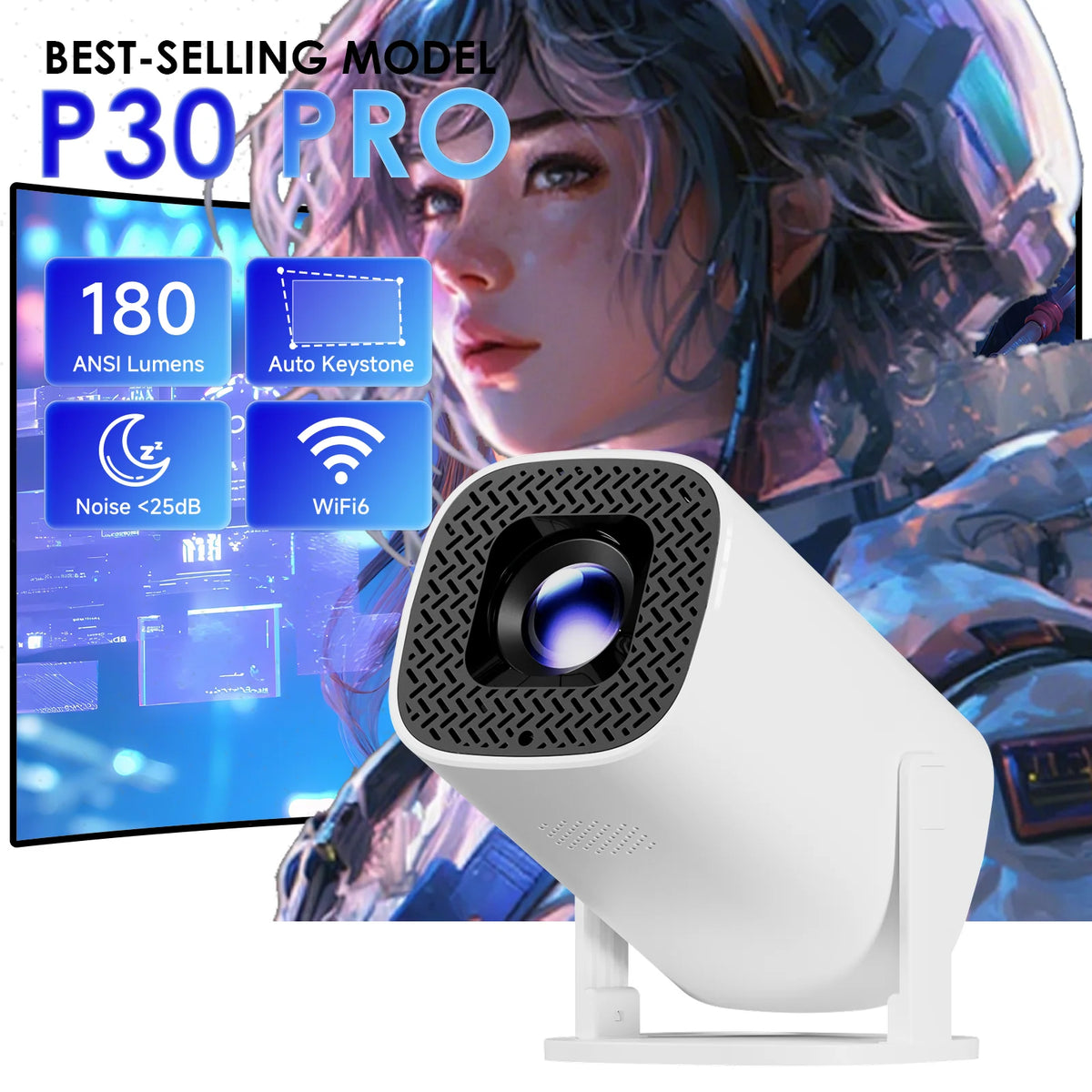 TOPSION P30PRO &ndash; Smart Android 14 Mini Projector 4K Video