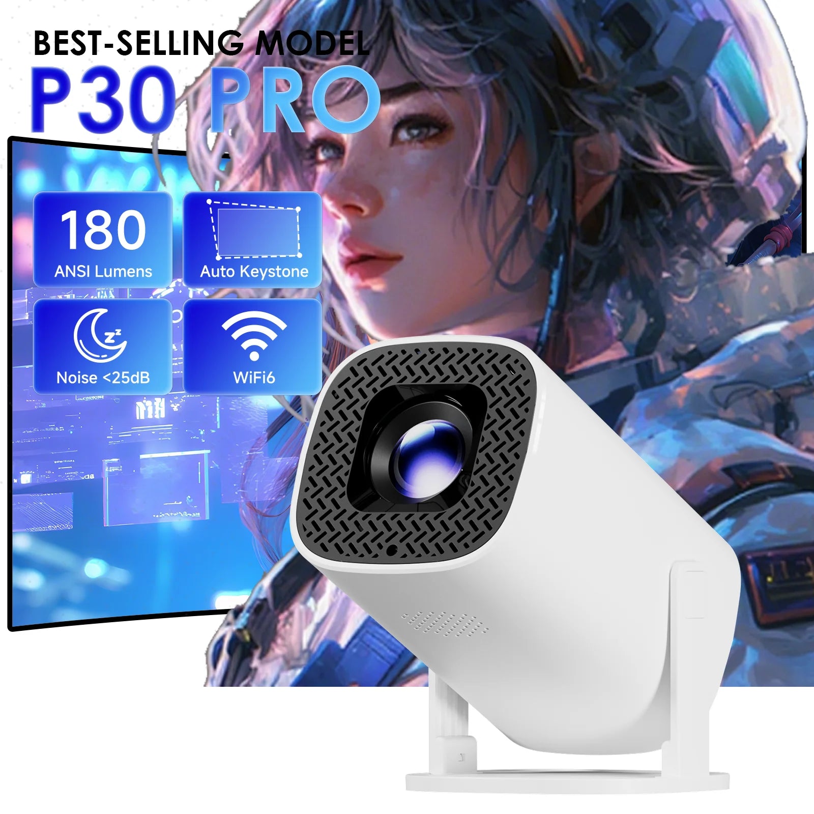 TOPSION P30PRO &ndash; Smart Android 14 Mini Projector 4K Video