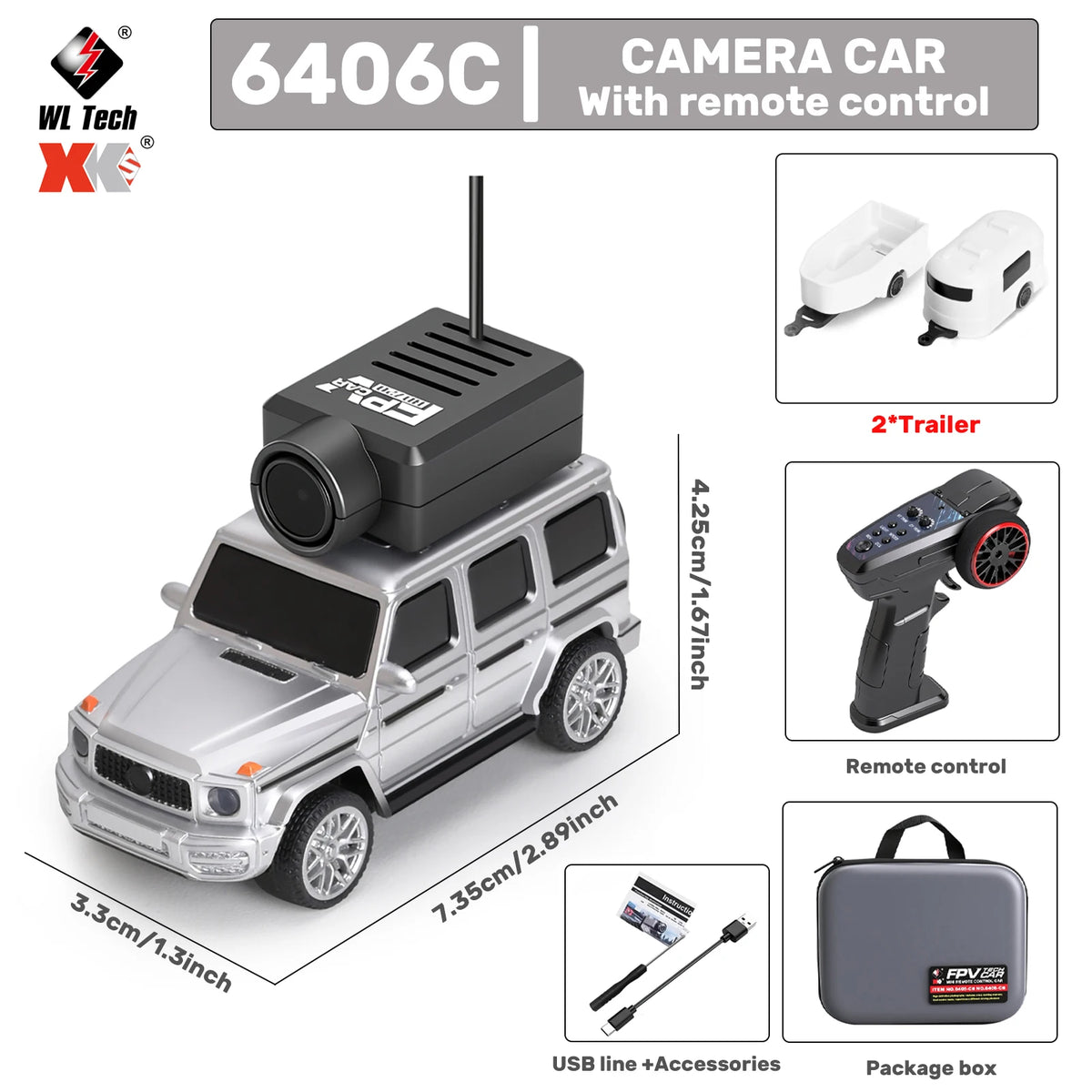 WLtoys 1/64 Mini RC Car &ndash; 720P FPV Camera For Kids Fun 6406 PRO Gray
