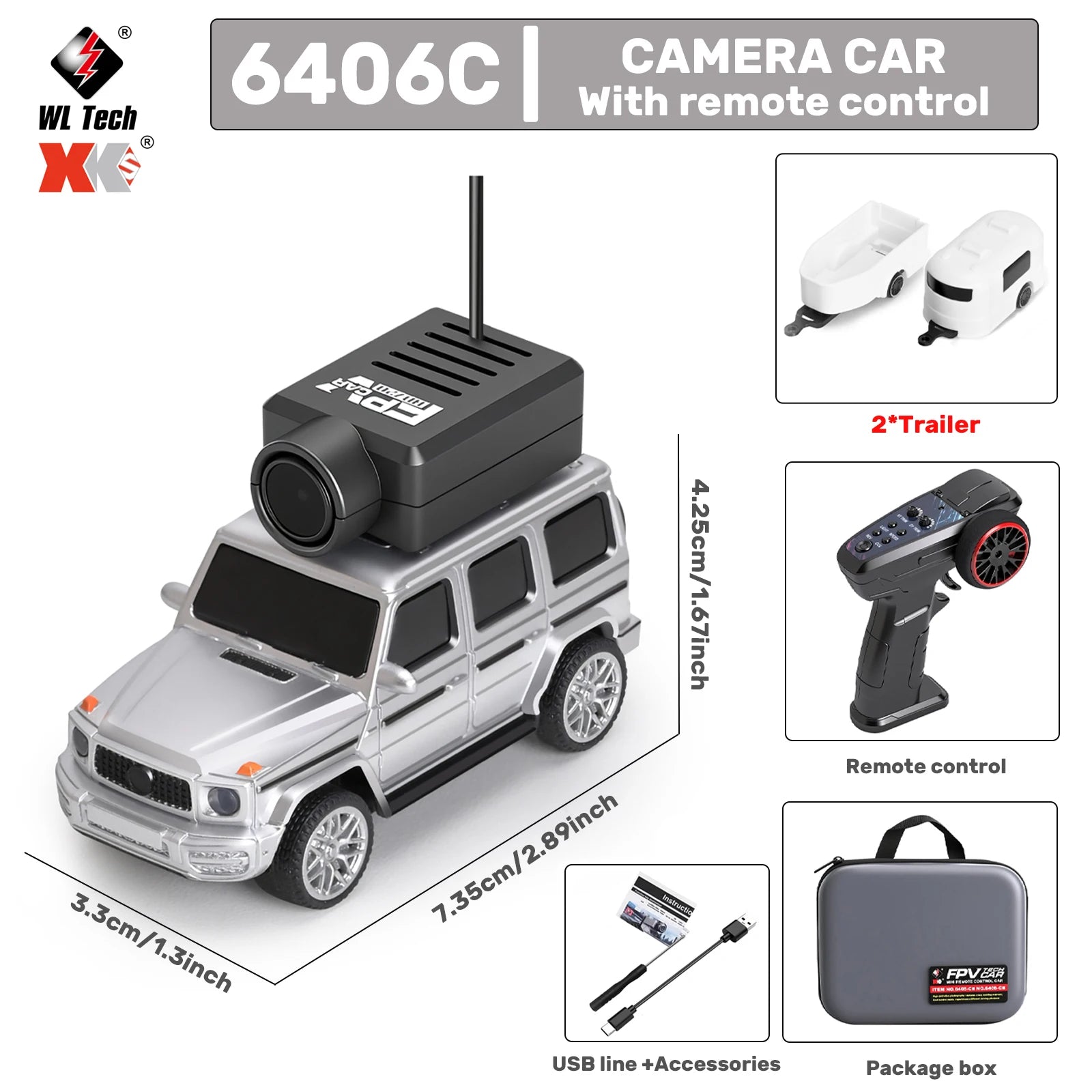 WLtoys 1/64 Mini RC Car &ndash; 720P FPV Camera For Kids Fun 6406 PRO Gray