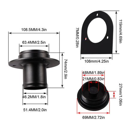 PIKBUK Fuel Tank Cap Assembly with Remote Filler Neck and Weld-On Steel Bracket for 2" Straight Hose 17-2530 by InterCyprus Trading Ltd