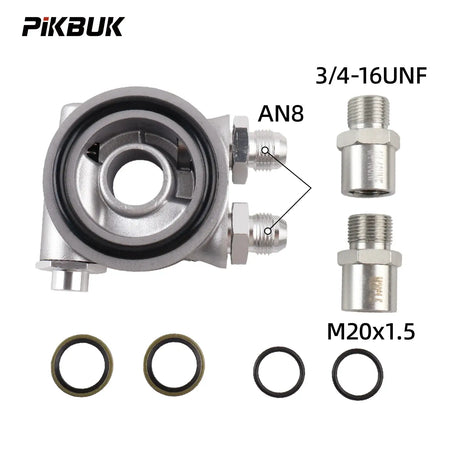 PIKBUK Aluminum AN8 AN10 Oil Cooler Sandwich Plate Filter Adapter Turbo Thermostat Oil Sender Adapter for Automotive by InterCyprus Trading Ltd