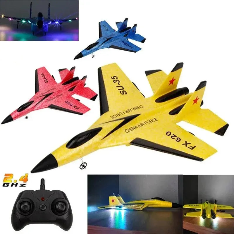 SU35 Remote Control Glider - 2.4G Flying Model Airplane with LED Lights