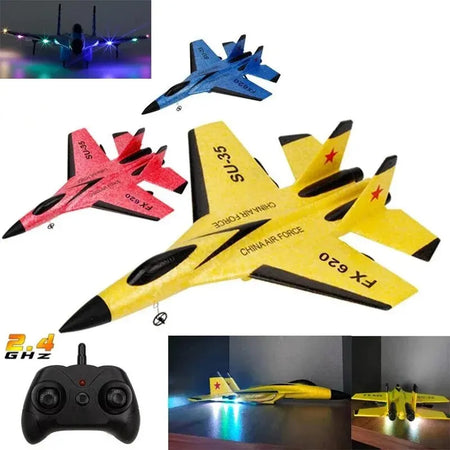 SU35 Remote Control Glider - 2.4G Flying Model Airplane with LED Lights