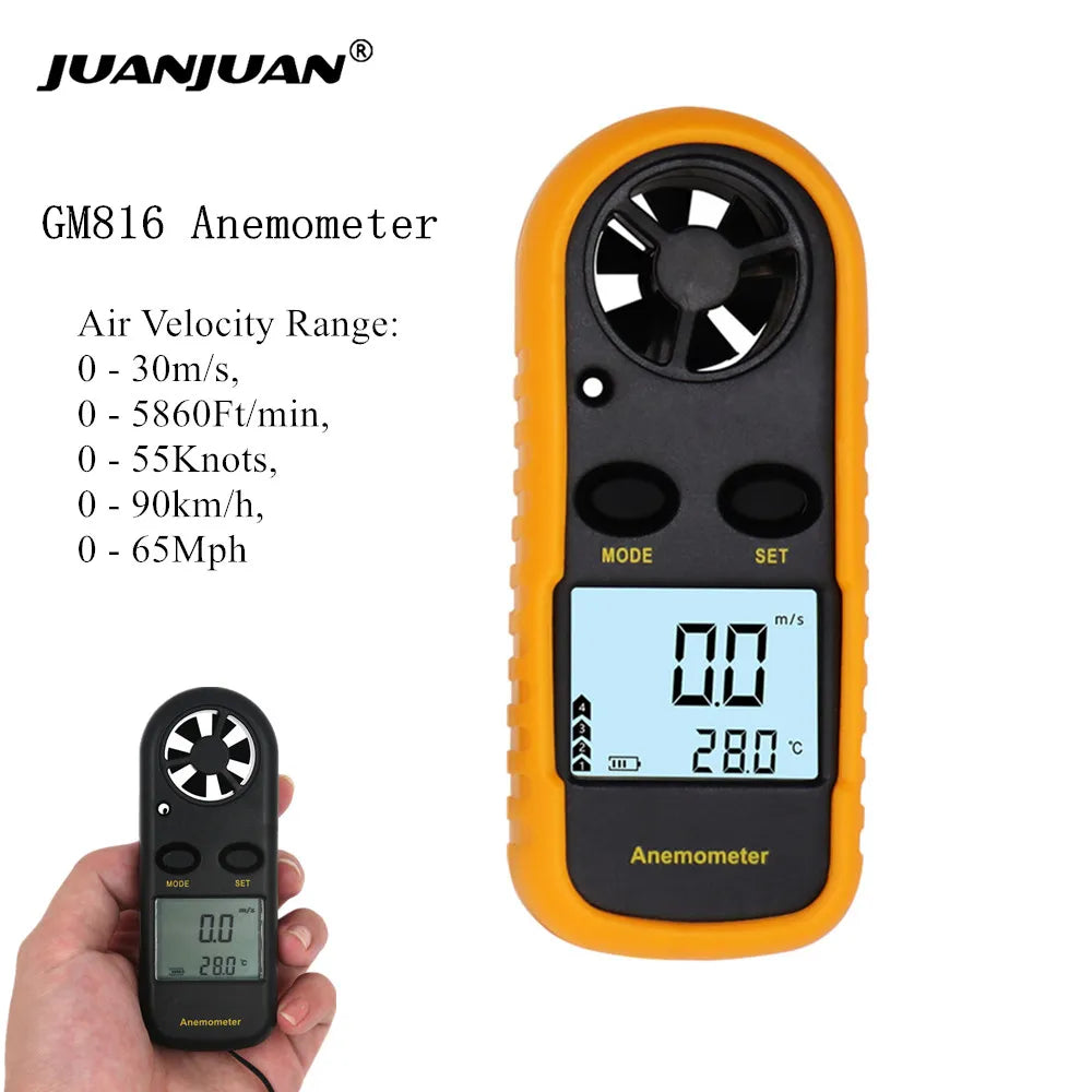 Digital Anemometer GM816 - LCD Backlight Temperature Tester 1pc