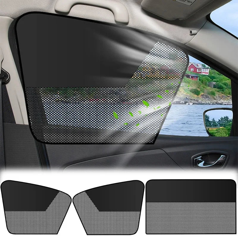 Magnetic Black Mesh Car Sunshade - Summer Privacy and Sun Protection