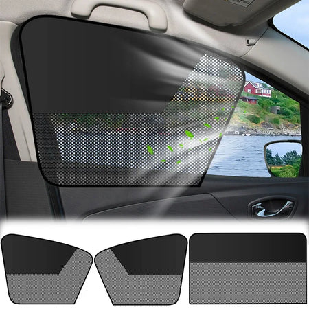 Magnetic Black Mesh Car Sunshade - Summer Privacy and Sun Protection