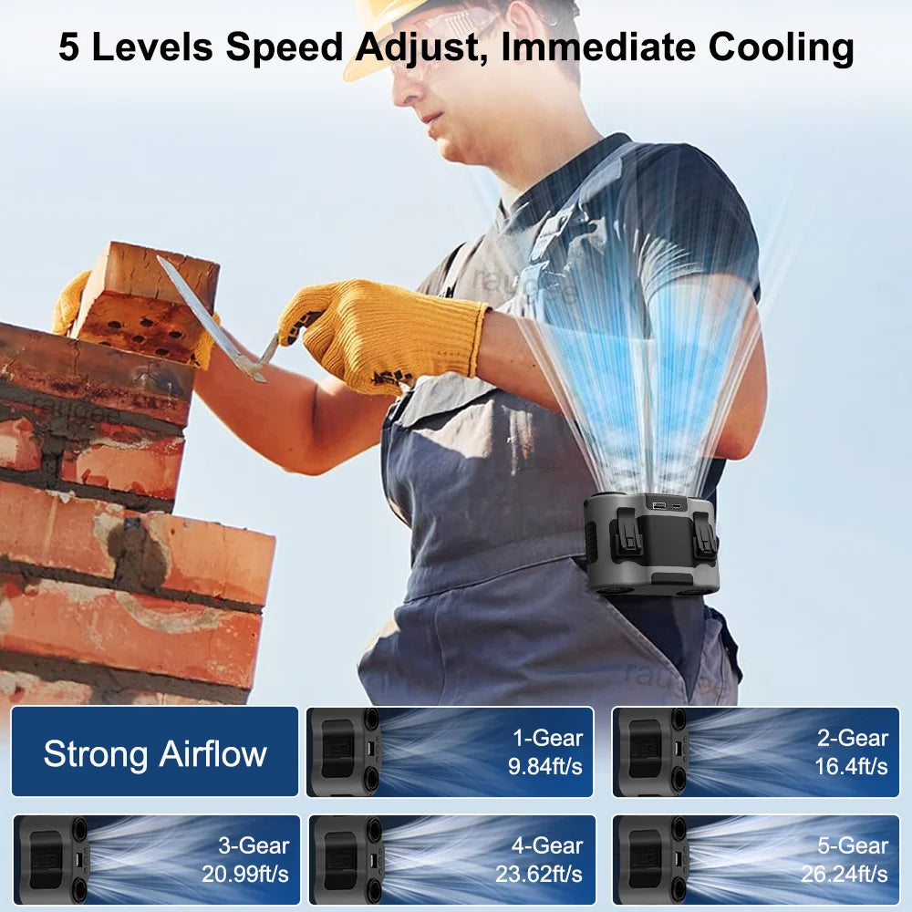 Outdoor Portable Waist Fan 20000mAh &ndash; Built-In Power Bank