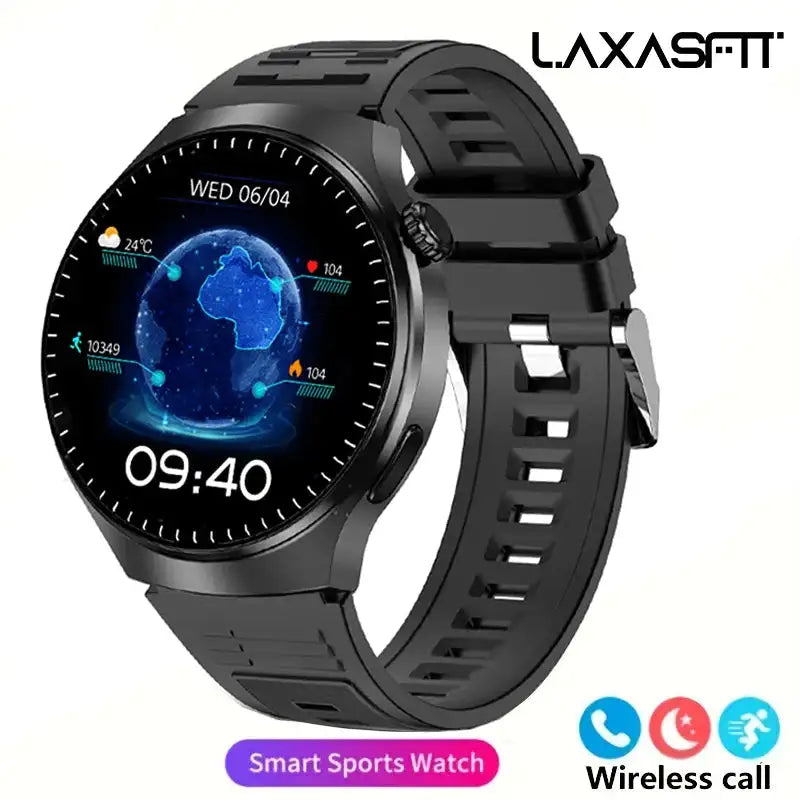 LAXASFIT 2025 Smartwatch HD Screen Heart Rate Bluetooth NFC Black