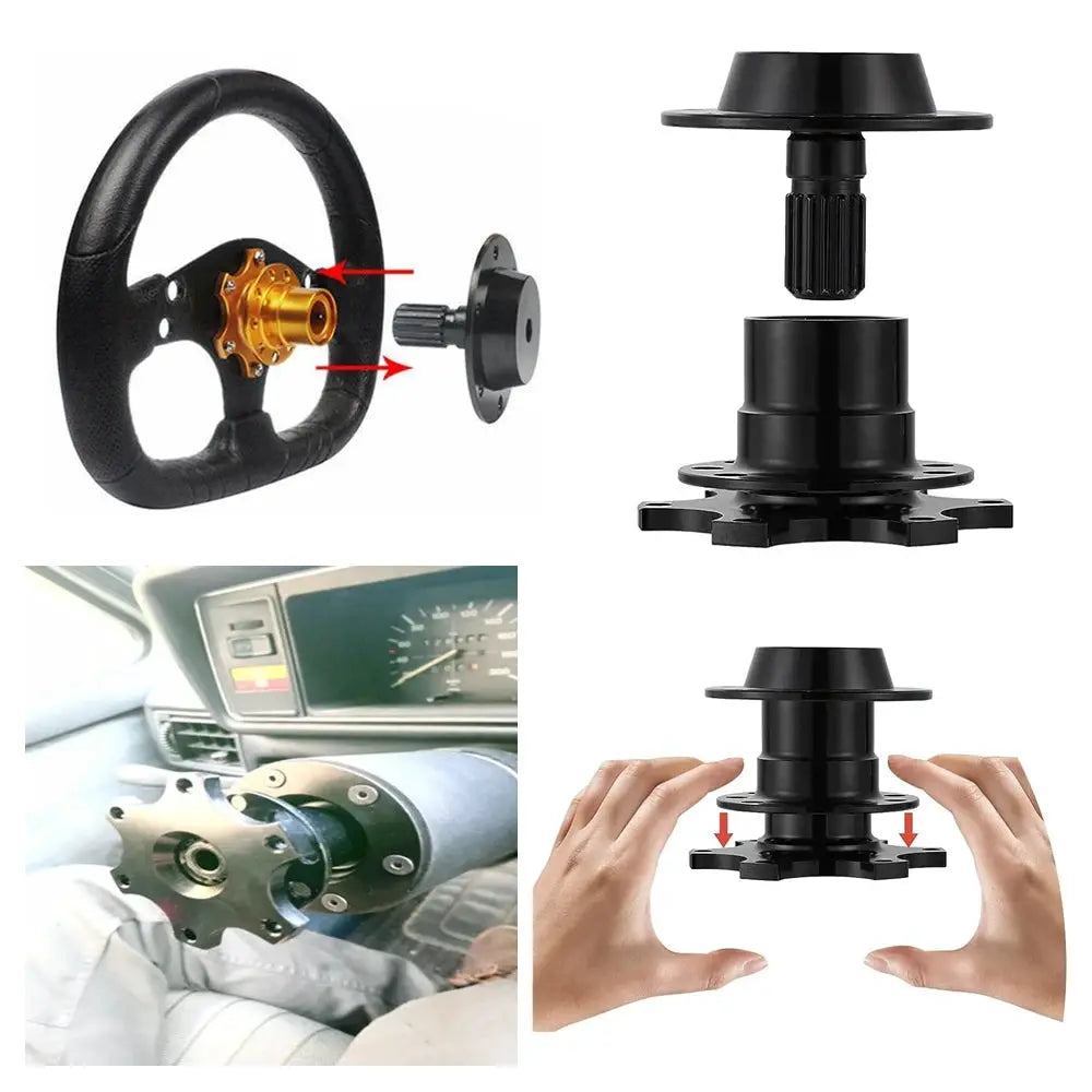 Universal Racing Aluminum Steering Wheel Quick Release Hub Kit Wheel Hub Adapter For 6 hole Steering Wheel Hub by InterCyprus Trading Ltd