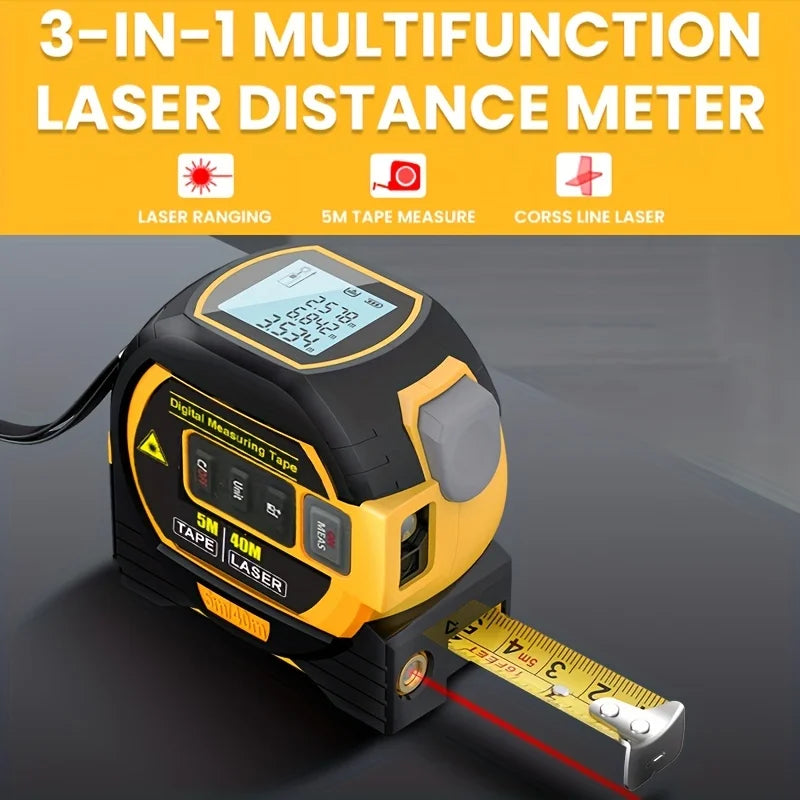 3-in-1 Digital Laser Tape Measure with High Precision Steel Tape 100Mvoice