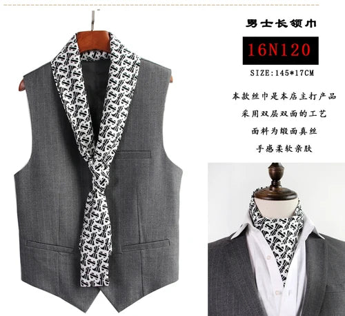 SIERSIYU Men's Silk Scarf &ndash; Versatile British Stripe Print 16N120