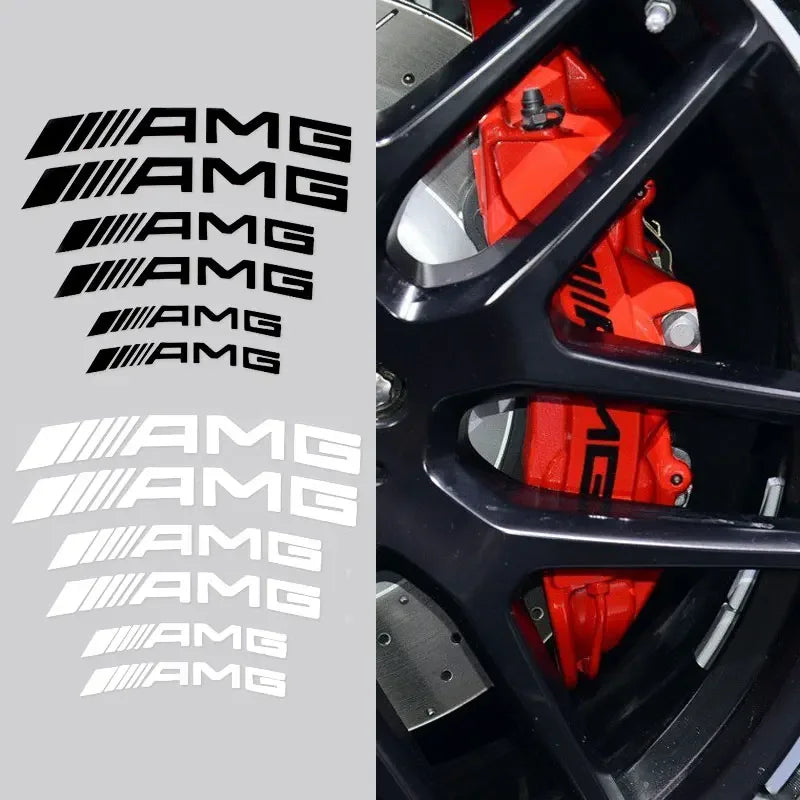 6PCS AMG Brake Caliper Stickers for Mercedes Benz W204 W124 W201 W202 - Car Styling Emblems