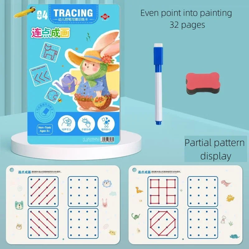 Magical Montessori Tracing Workbook for Kids - Reusable Educational Calligraphy &amp; Drawing Book painting