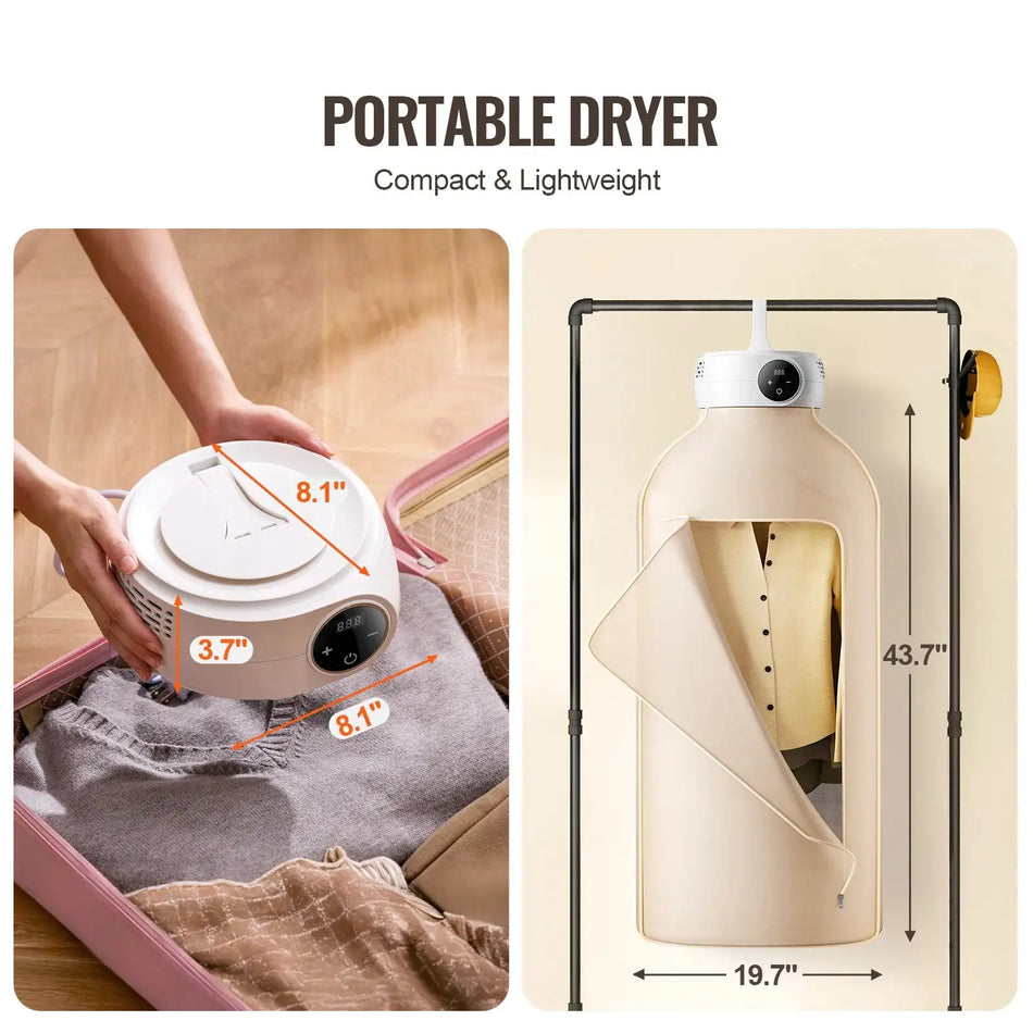 Portable Clothes Dryer 600W Foldable With Led Timer