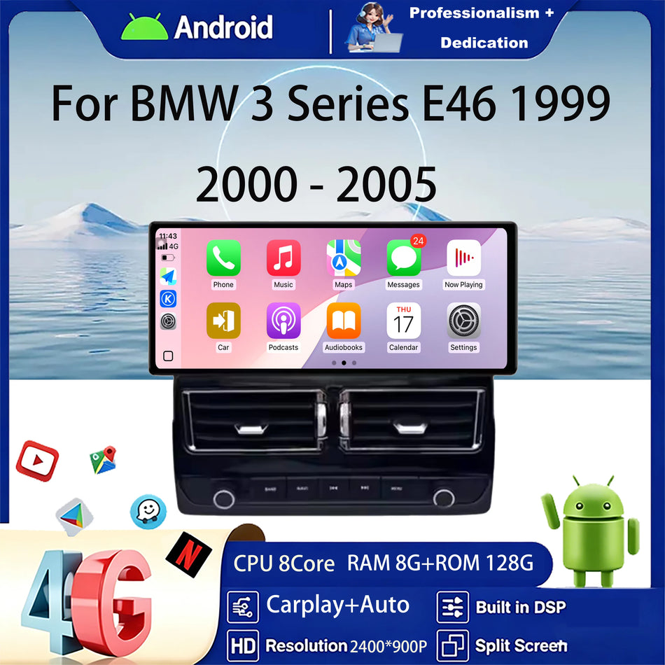 12.3 QLED Android Odtwarzacz multimedialny do samochodu Bezprzewodowy CarPlay do BMW Serii 3 E46