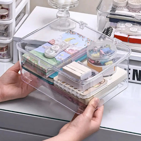 Plastic Storage Box, Covered Storage Box, Flip Top Desktop Storage Container, Office Supplies, Stationery, Cosmetics Storage by InterCyprus Trading Ltd