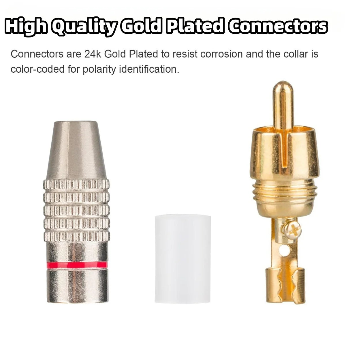 RCA Male Plug 45mm Solderless Gold Connector &ndash; Locking