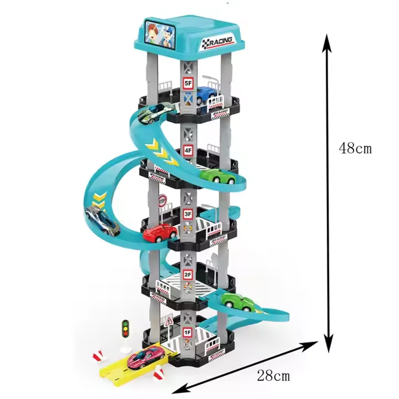 Educational Racing Car Park Toy Set - Gliding Track Puzzle for Kids Ages 3-5