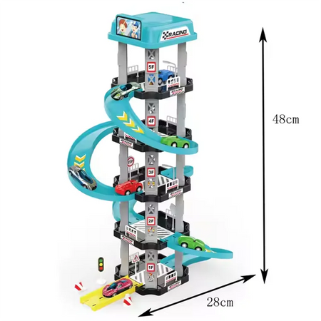 Educational Racing Car Park Toy Set - Gliding Track Puzzle for Kids Ages 3-5