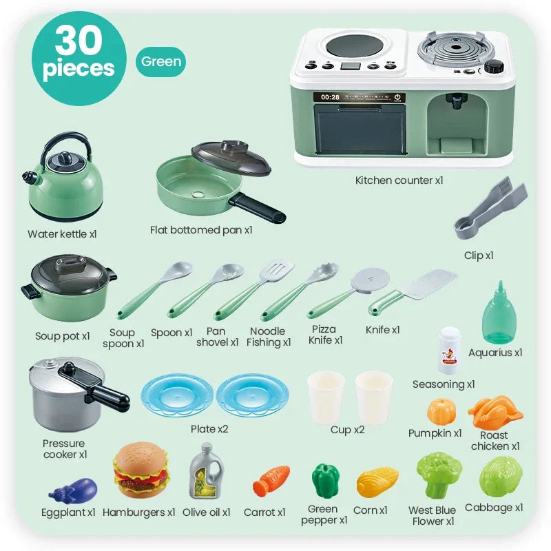 Kids Mini Kitchen Accessories Set &ndash; Induction Pretend Play 30p B water spray