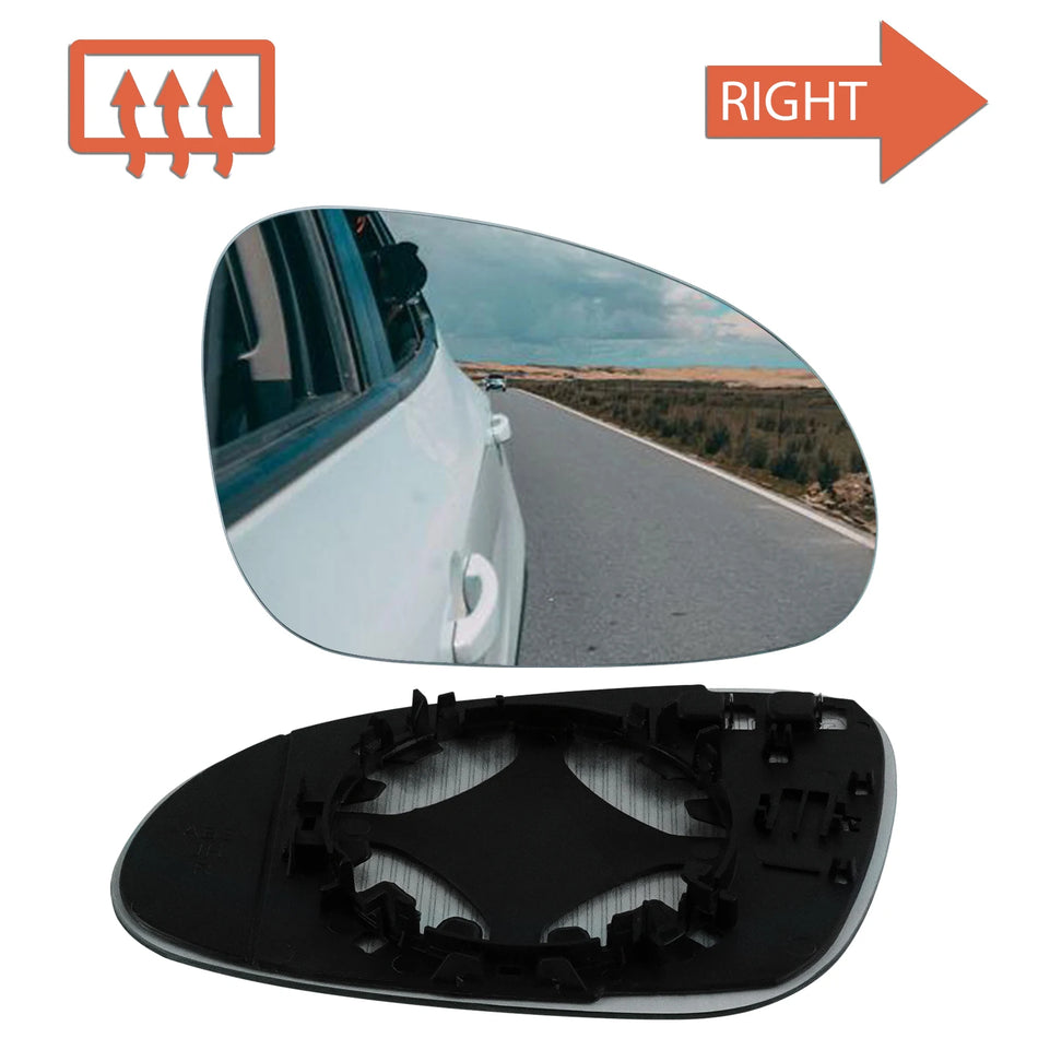 VW Passat B6 Door Mirror Glass Heated Right Side Direct Replacement