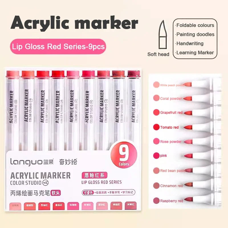 Languo 144/9 Colors Acrylic Paint Pens &ndash; Vibrant DIY Markers 9 Colors H