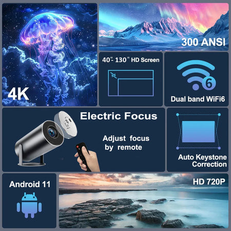 DITONG HY300 Plus Portable 4K HD Projector with Android Integration