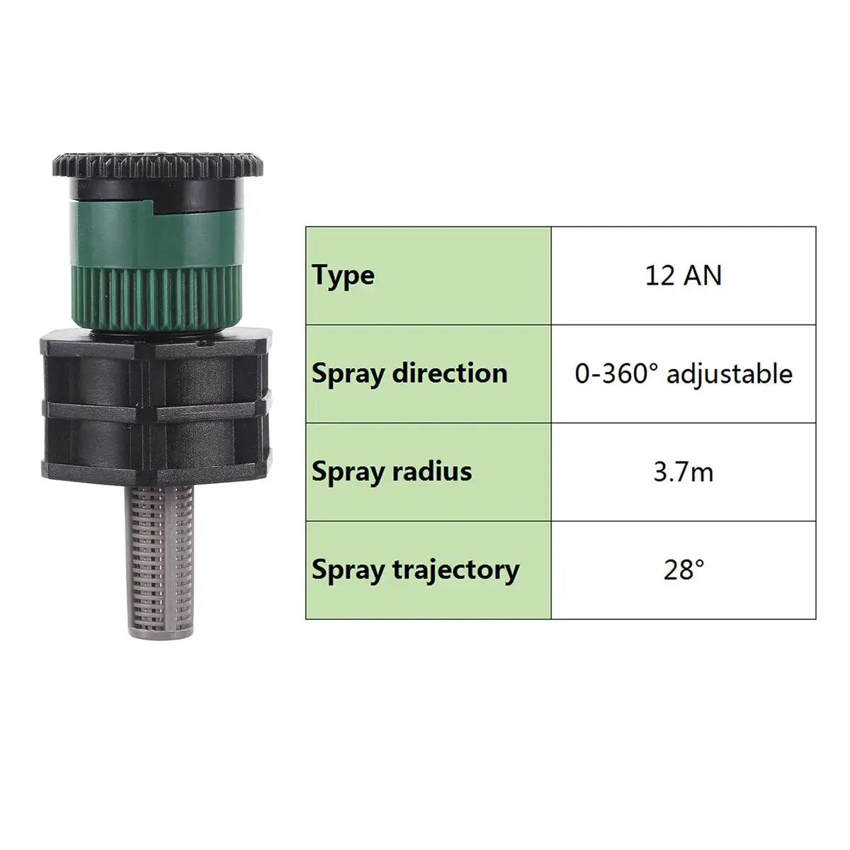 360&deg; Adjustable Popup Watering Sprinkler Nozzle for Efficient Garden Irrigation 12AN With Connector