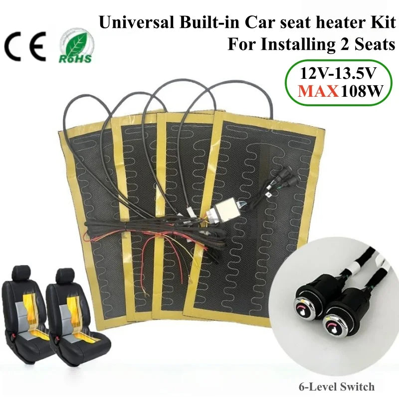 Καθιστικό Θερμαντικό Κιτ 12V για Δύο Θέσεις Αυτοκινήτου, 108W με Μαύρο Καλώδιο Αλουμινίου