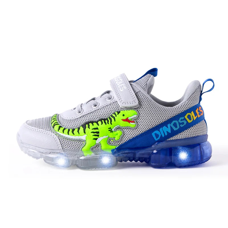 EXDINO T-Rex LED Light Up Sneakers for Boys (2-9Y) Grey-LED / EU 35 (US 3.5)