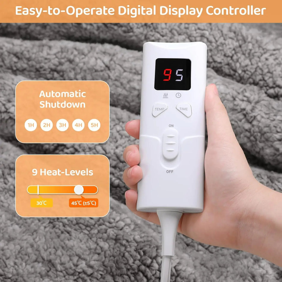 Pătură electrică din lână de miel 130x180 cm oprire automată 9 temperaturi