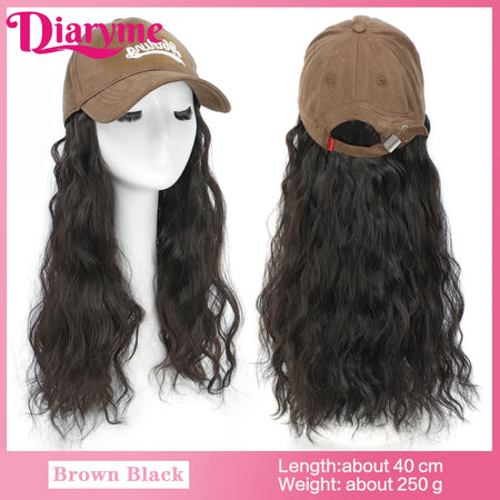 DIARYME Short Water Wavy Cap Wig with Brown and Blonde Highlights