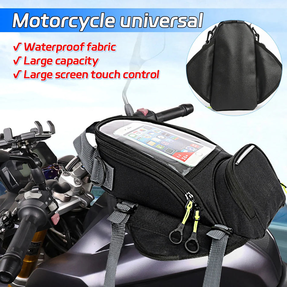 Sac de réservoir de moto avec navigation à écran tactile de 7 pouces, en tissu Oxford imperméable