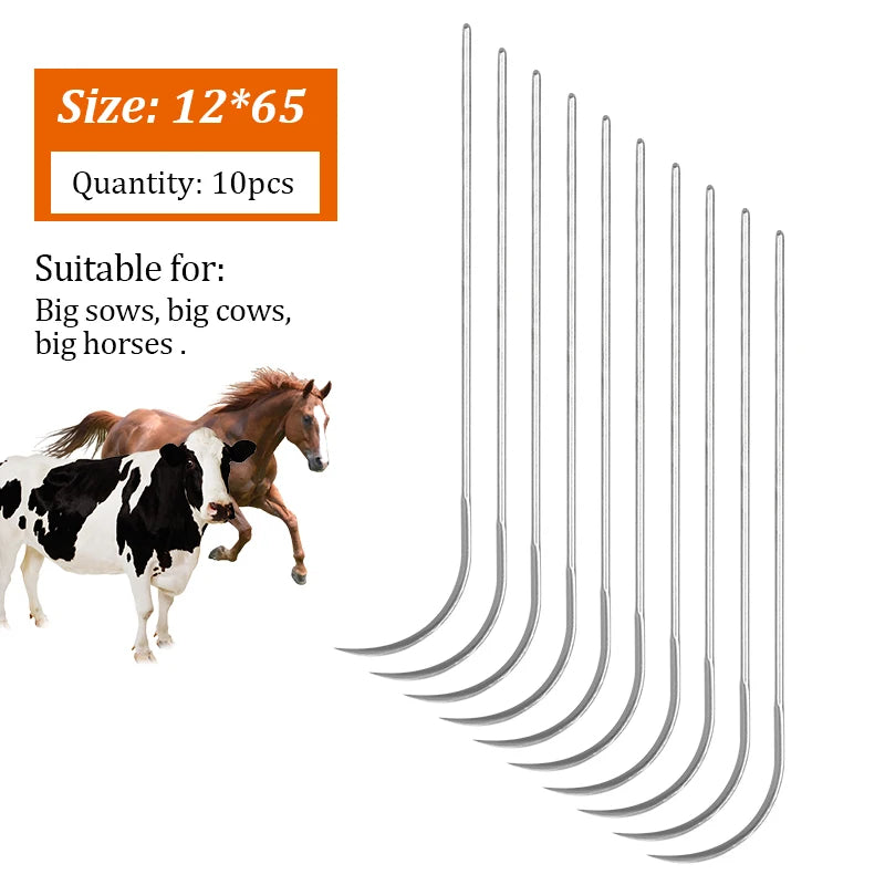 10 Pcs Farm Animals Suture Needles &ndash; High Quality Stainless 12x65