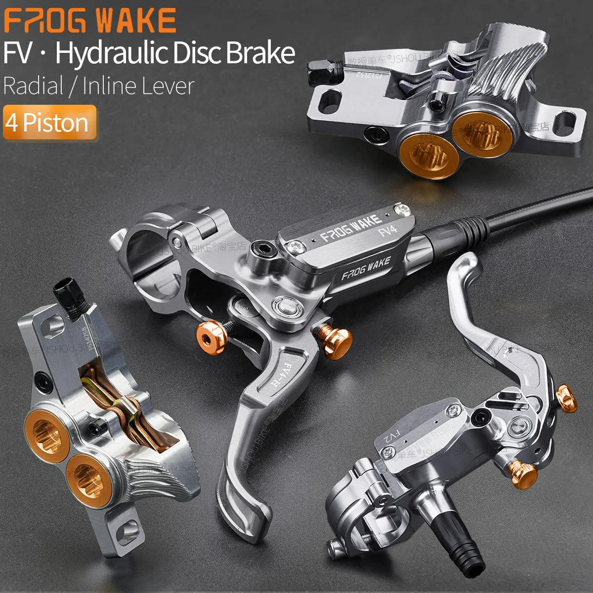 Frog Wake FV-4 MTB Hydraulic Disc Brake Kit &ndash; Four-Piston