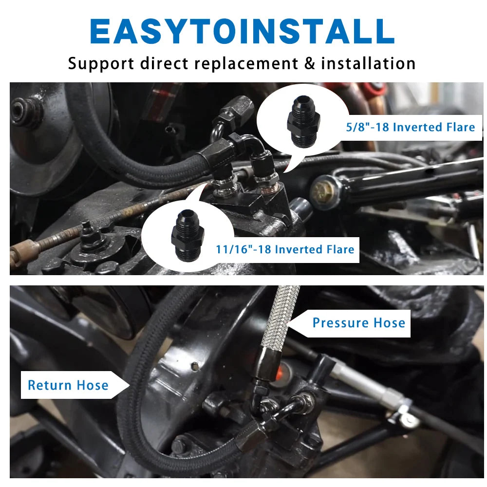 6AN Power Steering Pump Hose Kit Fit for Chevy C10 LS Swap Connects GM Type II, 25inch long by InterCyprus Trading Ltd