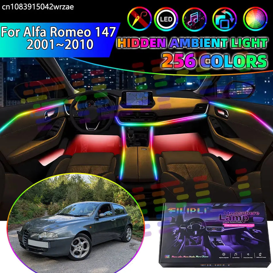 RGB LED Εσωτερικά Φώτα Λωρίδας για Alfa Romeo 147 Έλεγχος Από Εφαρμογή