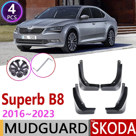 Skoda Superb B8 MK3 2016-2023 Front &amp; Rear Mudflaps - Premium Fender Guards &amp; Splash Protection Accessories Default Title