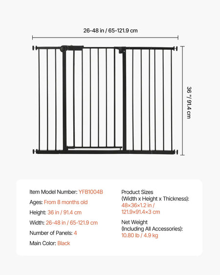 Baby Gate 28 30 36 Inches High &ndash; No Drill Design B26-48in 36inH / france