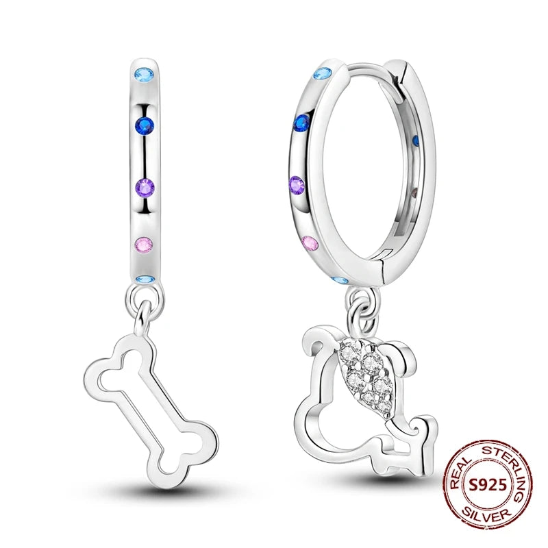 Elegant 925 Sterling Silver Dog Earrings with Zircon and Animal Designs for Women JFE280
